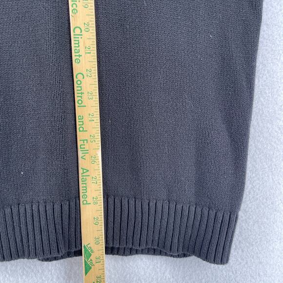 LL BEAN Sweater Mens L Heavyweight 1/4 Zip Pullover Cotton Black - Picture 10 of 11